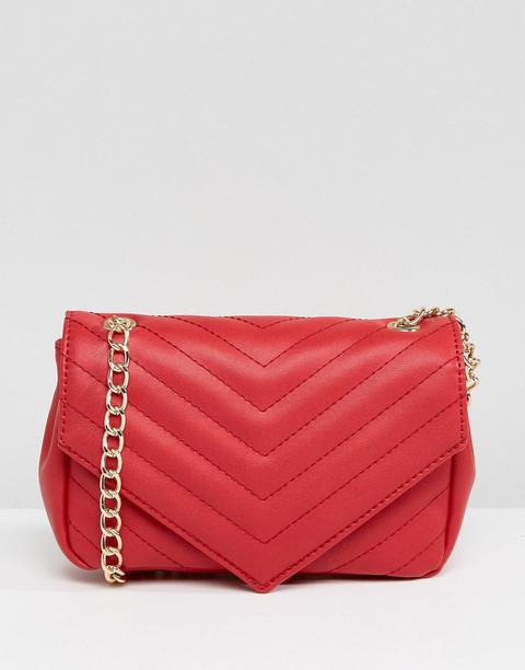 Glamorous Red Cross Body Bag With Gold Chain - Red