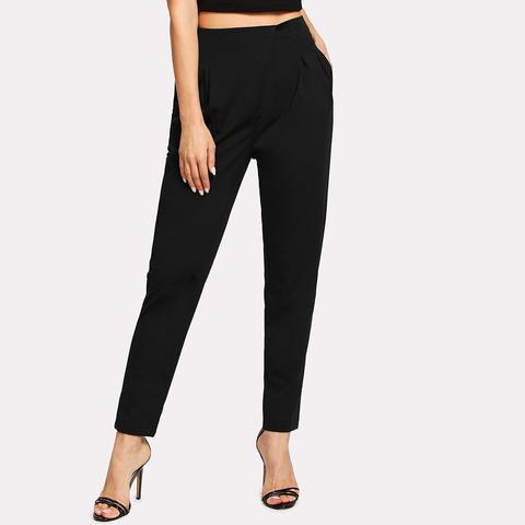 Pantalones Tobilleros Lisos Con Pinzas