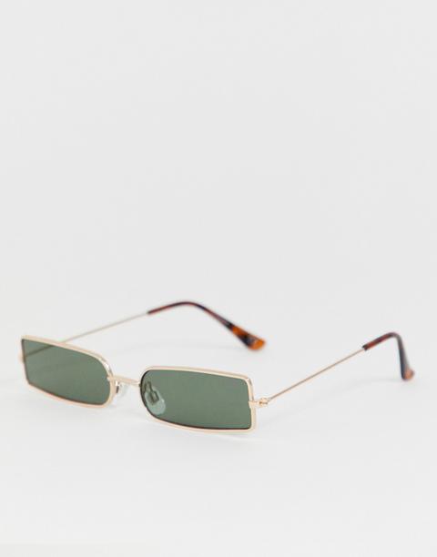 Asos Design - Lunettes Carrées Tendance À Fine Monture Métallique-doré