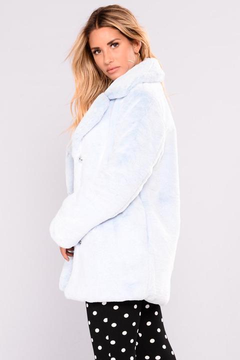 baby blue faux fur hoodie