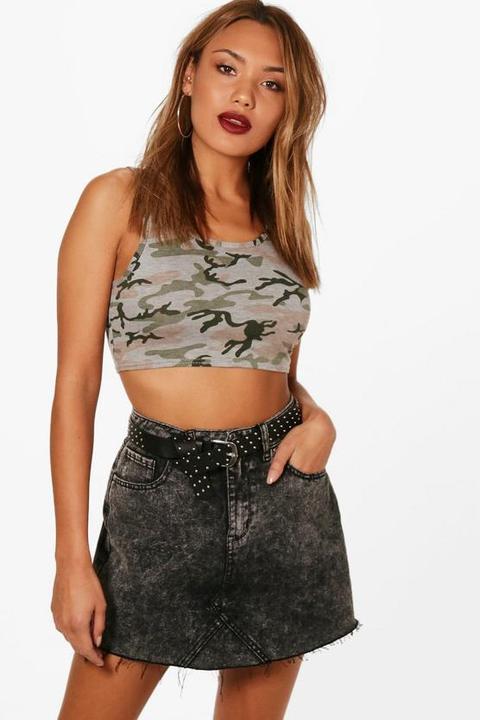 Holly Camo Scoop Neck Crop
