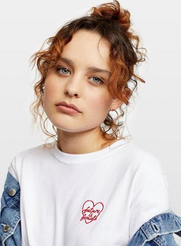 Womens White Future Is Female Motif T-shirt, White