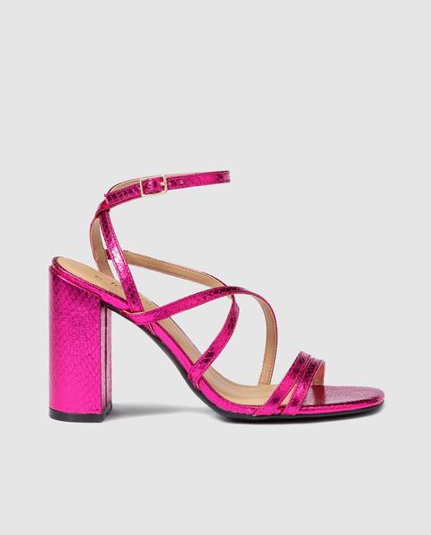 Fórmula Joven - Sandalias De Tacón De Mujer Con Tiras De Color Rosa