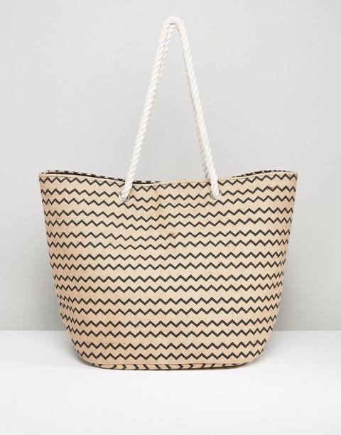 Bolso De Playa Con Diseño Zigzag De Vero Moda