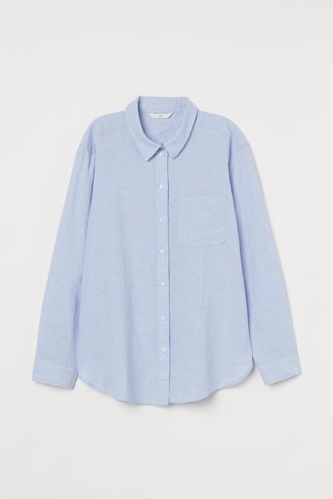 Linen-blend Shirt - Blue