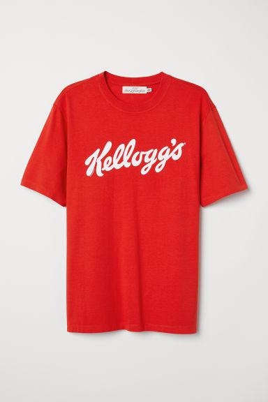 H & M - T-shirt Con Stampa - Rosso