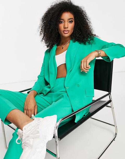 Asos Design Jersey Supersized Boyfriend Suit Blazer In Bright Emerald Green