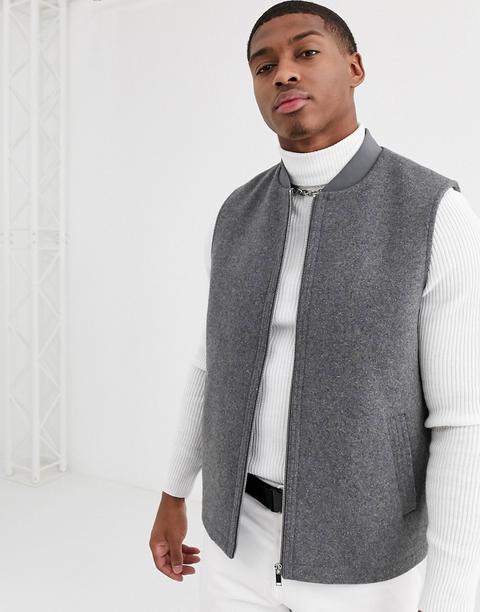 Asos Design Wool Mix Gilet In Light Grey