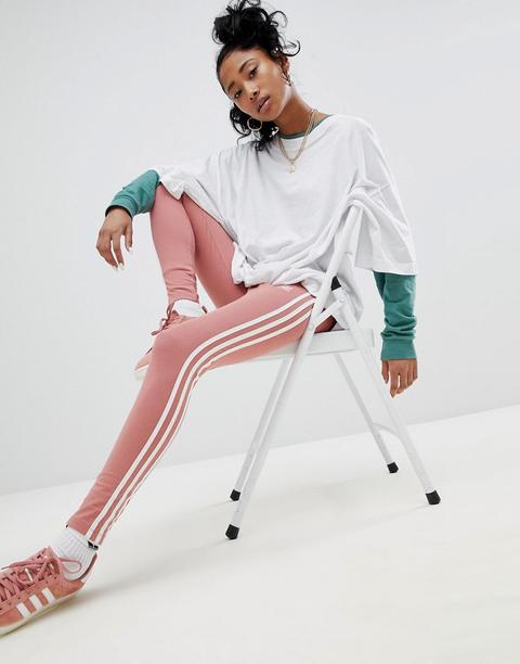 Adidas Originals - Leggings Rosa Con Tre Strisce - Rosa