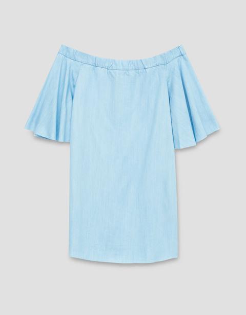 Vestito Denim Orlo E Maniche Sfilacciati