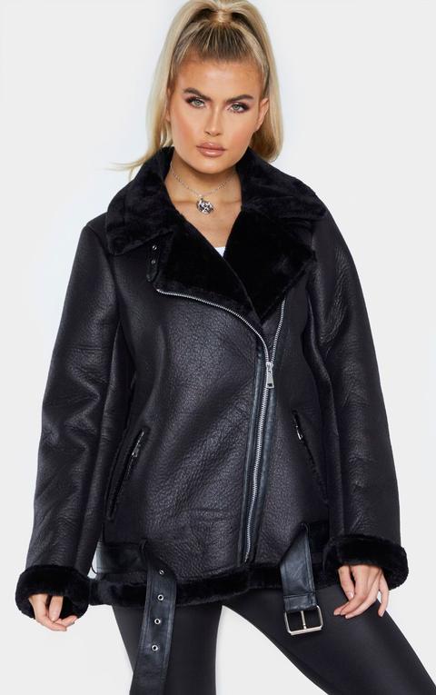 Tall Black Oversized Pu Aviator