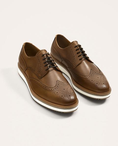 Zapato Piel Marrón Suela Ancha