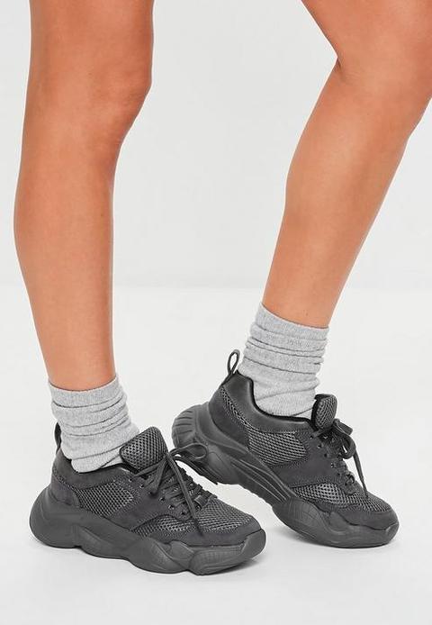 Grey Chunky Sole Trainers, Grey