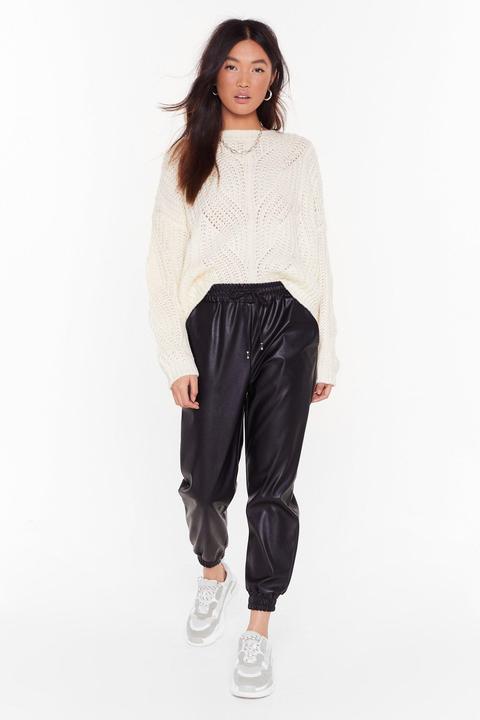 faux leather jogger trousers