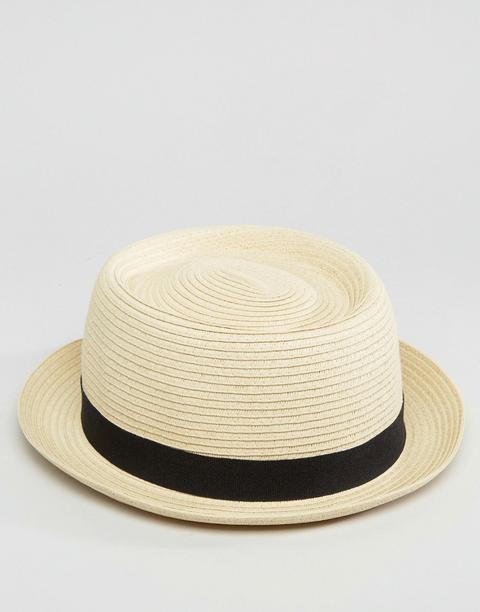 Asos Design - Cappello Pork Pie In Paglia Beige - Beige