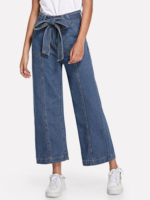 Belt Pocket Wide Leg Pants