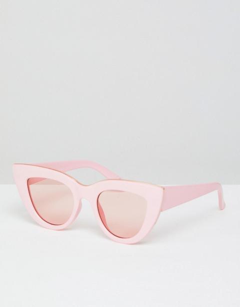 Asos - Occhiali Da Sole Modello Occhi Di Gatto Rosa Con Lenti Rosa E Parte Superiore Piatta - Rosa