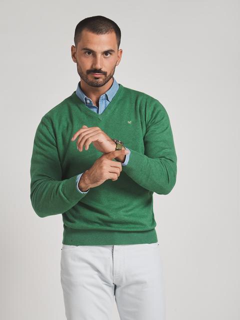 Jersey Silbon Cuello Pico Verde