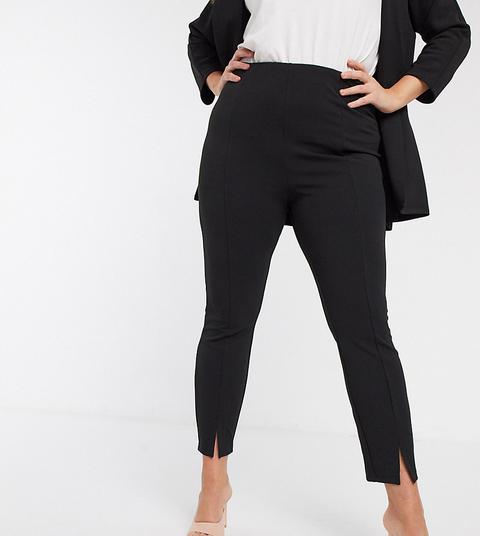 Asos Design Curve Jersey Slim Split Front Suit Trousers-black