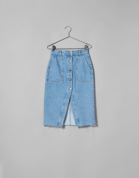 Gonna In Denim Midi Con Bottoni
