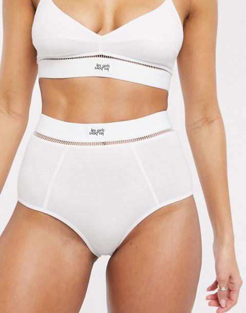 Les Girls Les Boys Ladder Detail High Waist Briefs In White