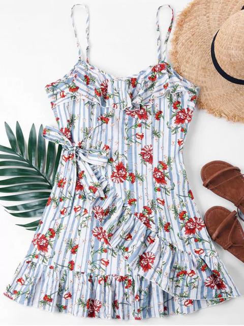 Vestido Camisola Con Volados Y Volantes Florales