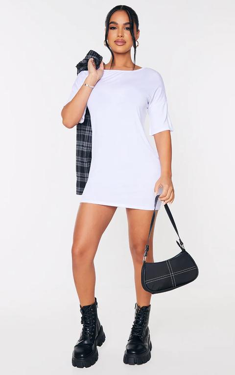 Petite White Oversized T Shirt Dress