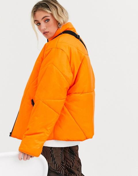 collusion unisex puffer jacket in black