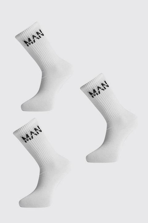 3pk Man Dash Ribbed Sports Socks