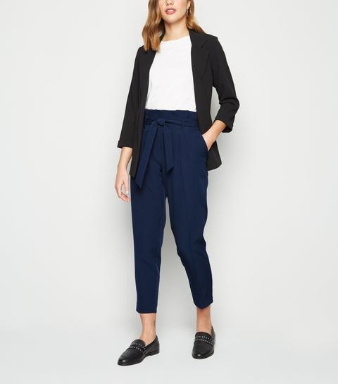 Navy High Waist Tapered Trousers New Look