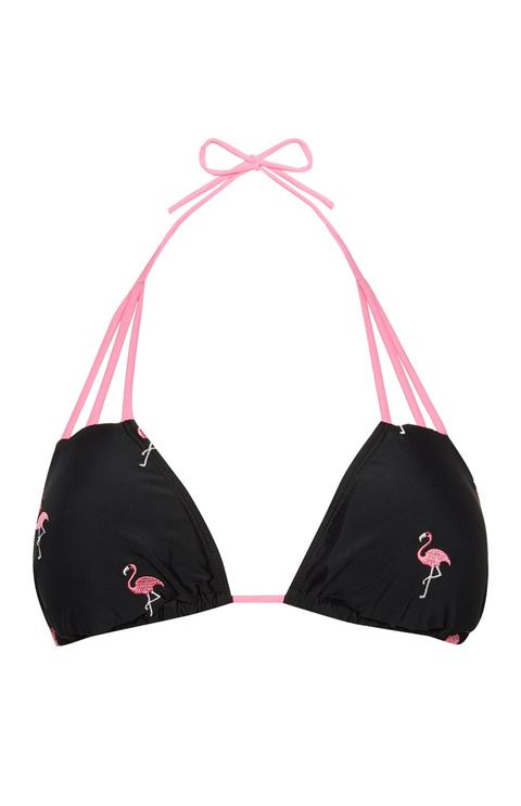 Black Flamingo Bikini Top