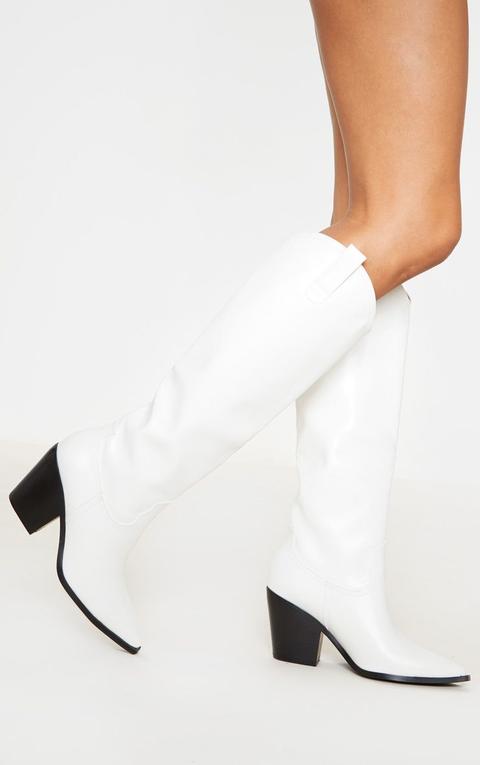 White Mid Calf Western Boot from 