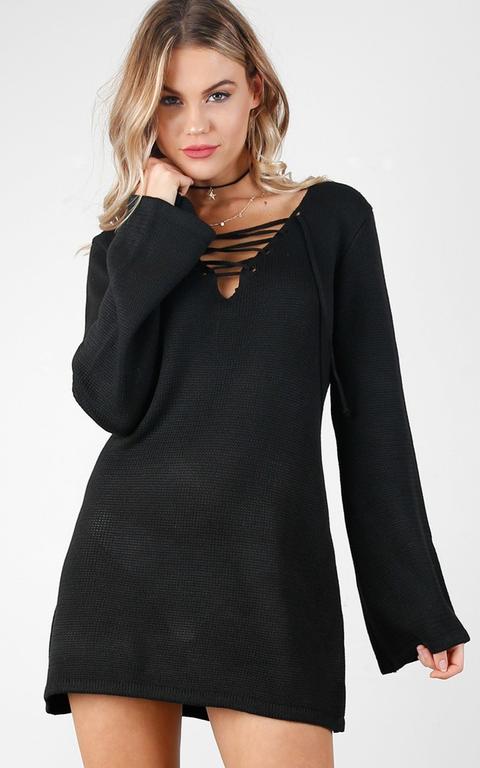 Out Of Control Knit Dress In Black