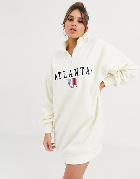 Sudadera Extragrande Confort De Micropolar Atlanta De Asos Design-crema