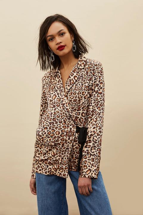 Tall Animal Print Wrap Pyjama Shirt