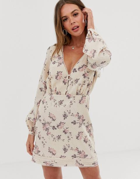 Stevie May Alyssa Floral Print Bodycon Dress-neutral