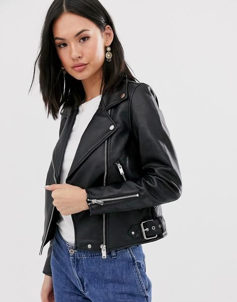 Chaqueta Biker Con Dos Cremalleras En Negro De Pimkie