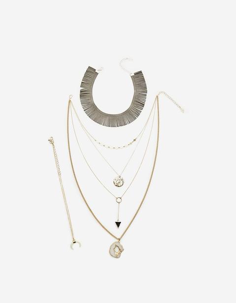 Set 6: Choker Y Collares Largos Con Piedras