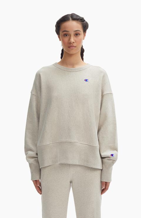 Sweatshirt Reverse Weave Oversize En Lin Mélangé