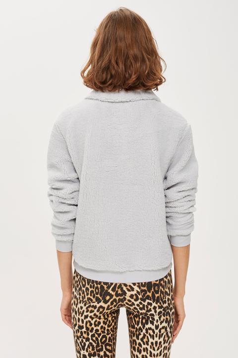 Heart embroidered zip funnel sweatshirt Clearance