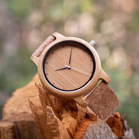 Reloj De Madera Con Correa De Corcho Camden Cork 44mm