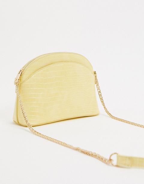 Bolso Amarillo Limón En Forma De Media Luna De Efecto Cocodrilo De Pimkie