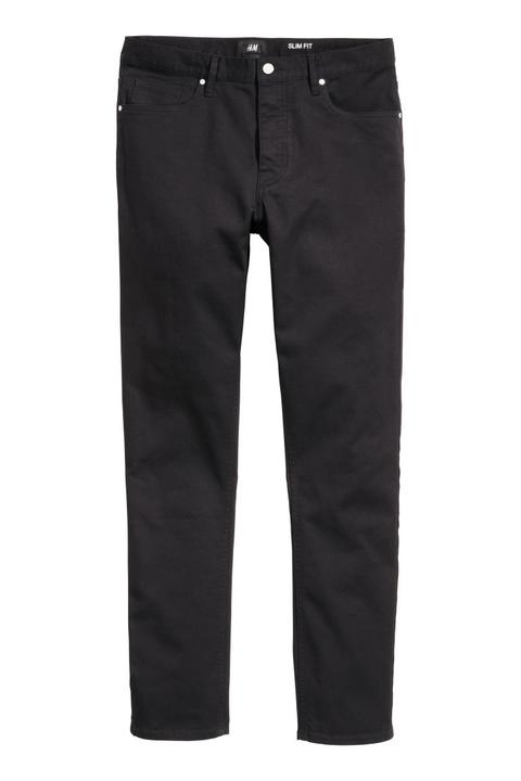 Pantalón De Sarga Slim Fit - Negro