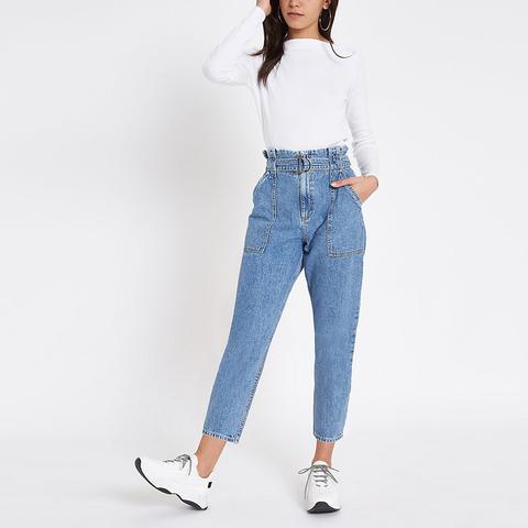 Mid Blue Paperbag Jeans