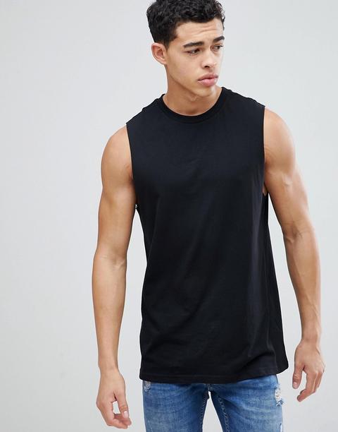 Camiseta Sin Mangas En Negro De New Look