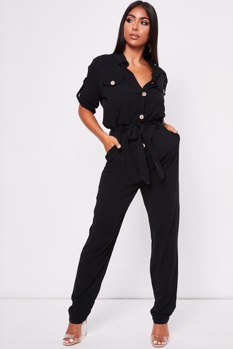 black cargo jumpsuit