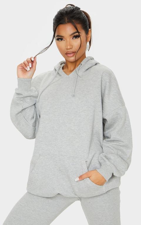 Grey Oversized Pocket Front Drawstring Hoodie