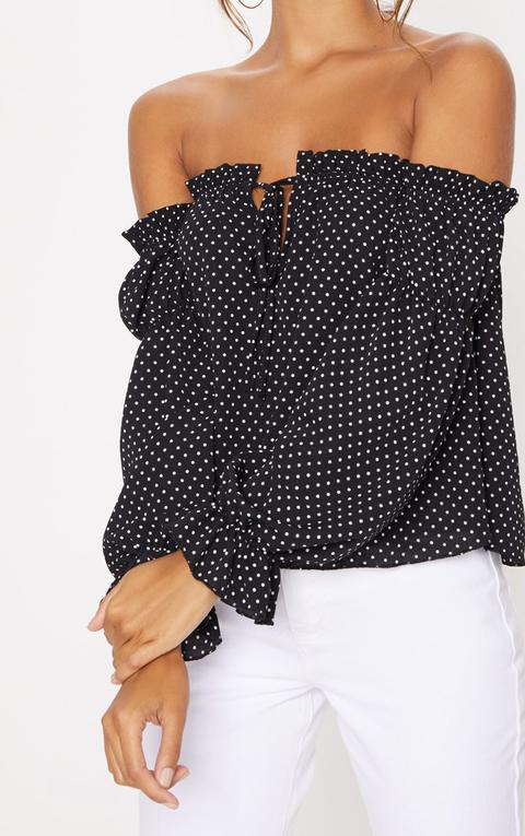 bardot polka dot top