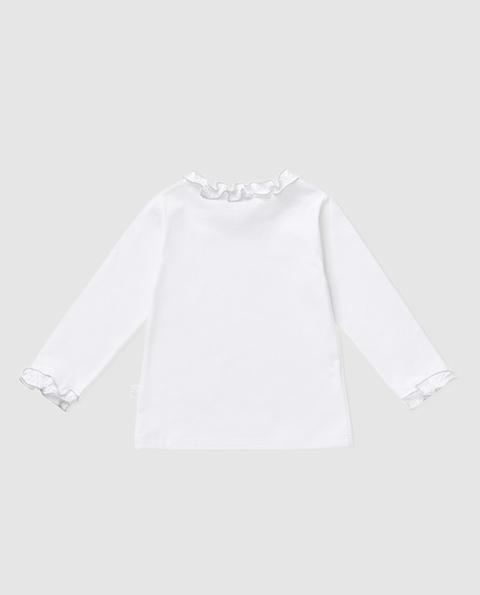 Il Gufo - Camiseta De Niña En Blanco Con Volantes