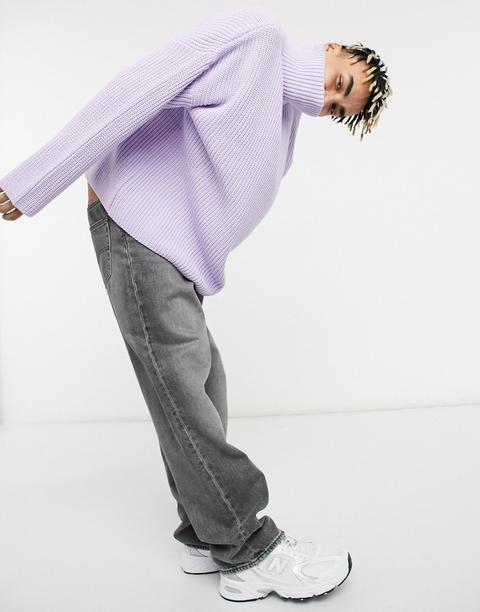 Asos Design - Pull Oversize À Col Cheminée - Lilas-violet
